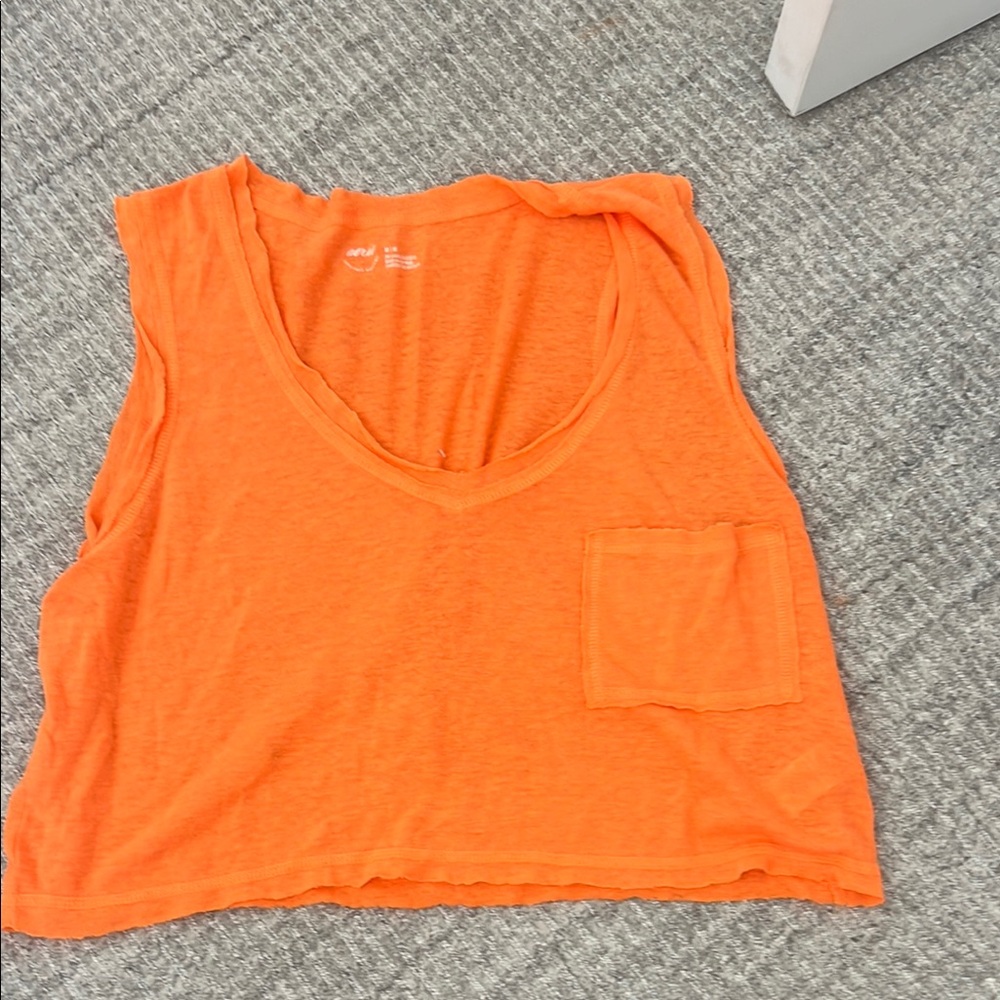 Aerie Orange Relaxed Crop Muscle Tee